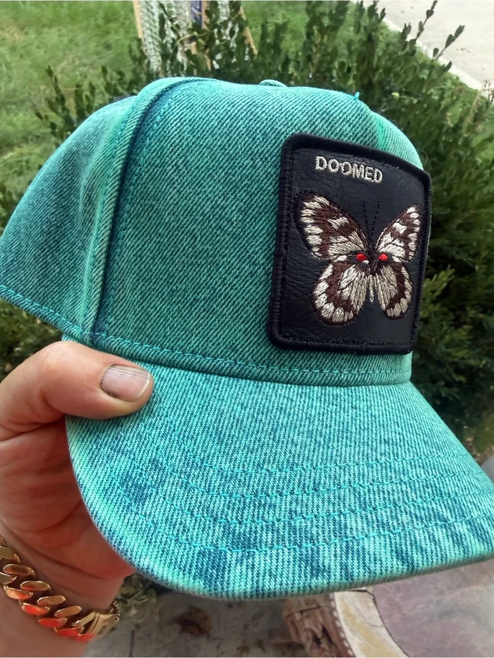 🦋Unisex doomed green denim butterfly 🧢 hat 🦋